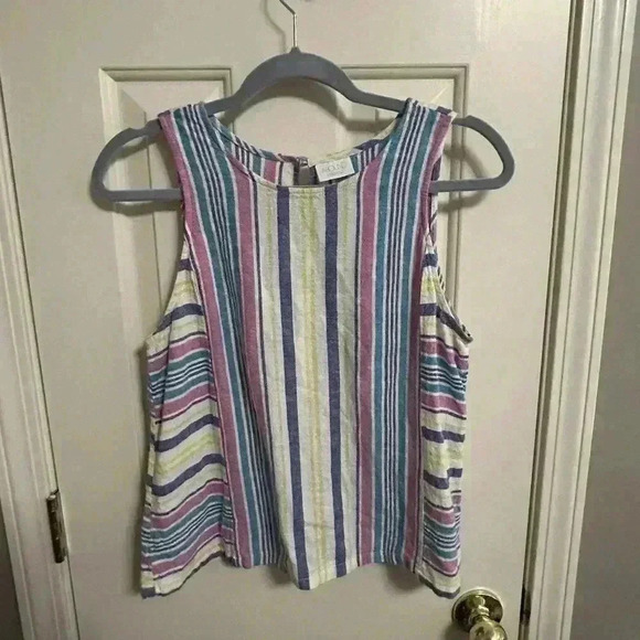 Abound Gorgeous Linen Blend Stripe Sleeveless Top Size Small - Picture 1 of 6